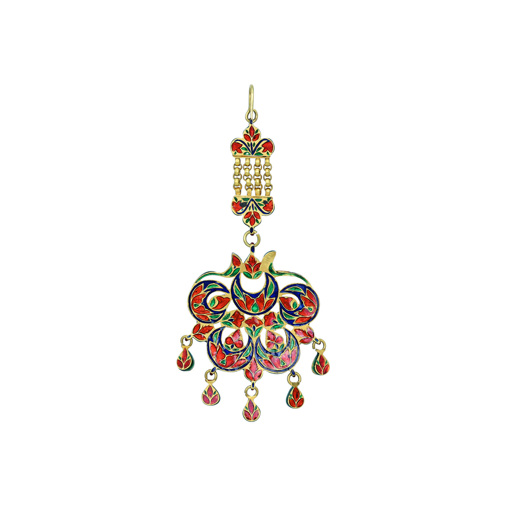 Floral Polki Mangtikka with Ruby Talaf Stone and polki drops